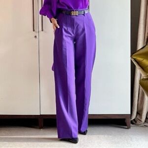 High waisted straight cut purple pants Zara XL